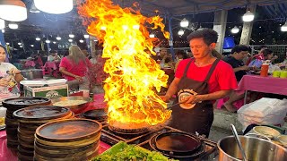 [4K TH] Amazing Wok Skills! Thai Master Chef Cooks The Best Fried oysters on a hot pan - Bang Yai