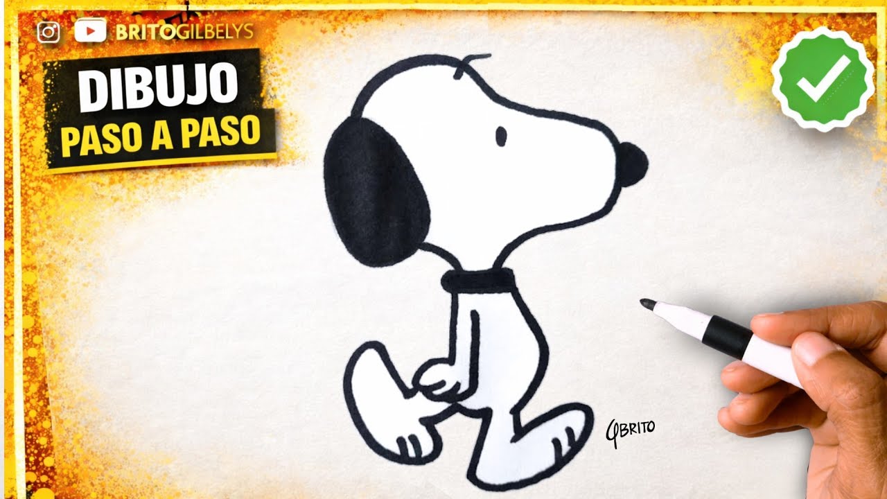 Cómo Dibujar a SNOOPY ⚫⚪ Paso a Paso Dibujemos juntos