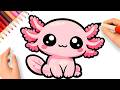 HOW TO DRAW A CUTE KAWAII AXOLOTL ????