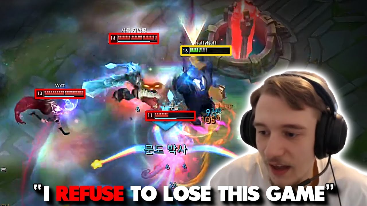 Challenger Korean games Natty had to legitimately 1v9 to win.