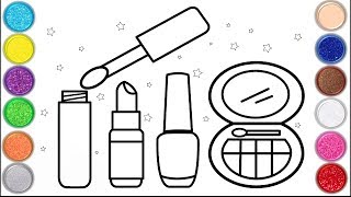 Glitter Makeup Tool Drawing And Coloring Pages For Kids Drawing Village
