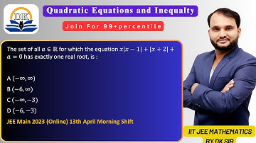 The set of all a∈R for which  x|x−1|+|x+2|+a=0JEE Main 2023 (Online) 13th April Morning Shift
