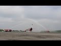 Первый рейс в новый аэропорт Жуковский, водная арка