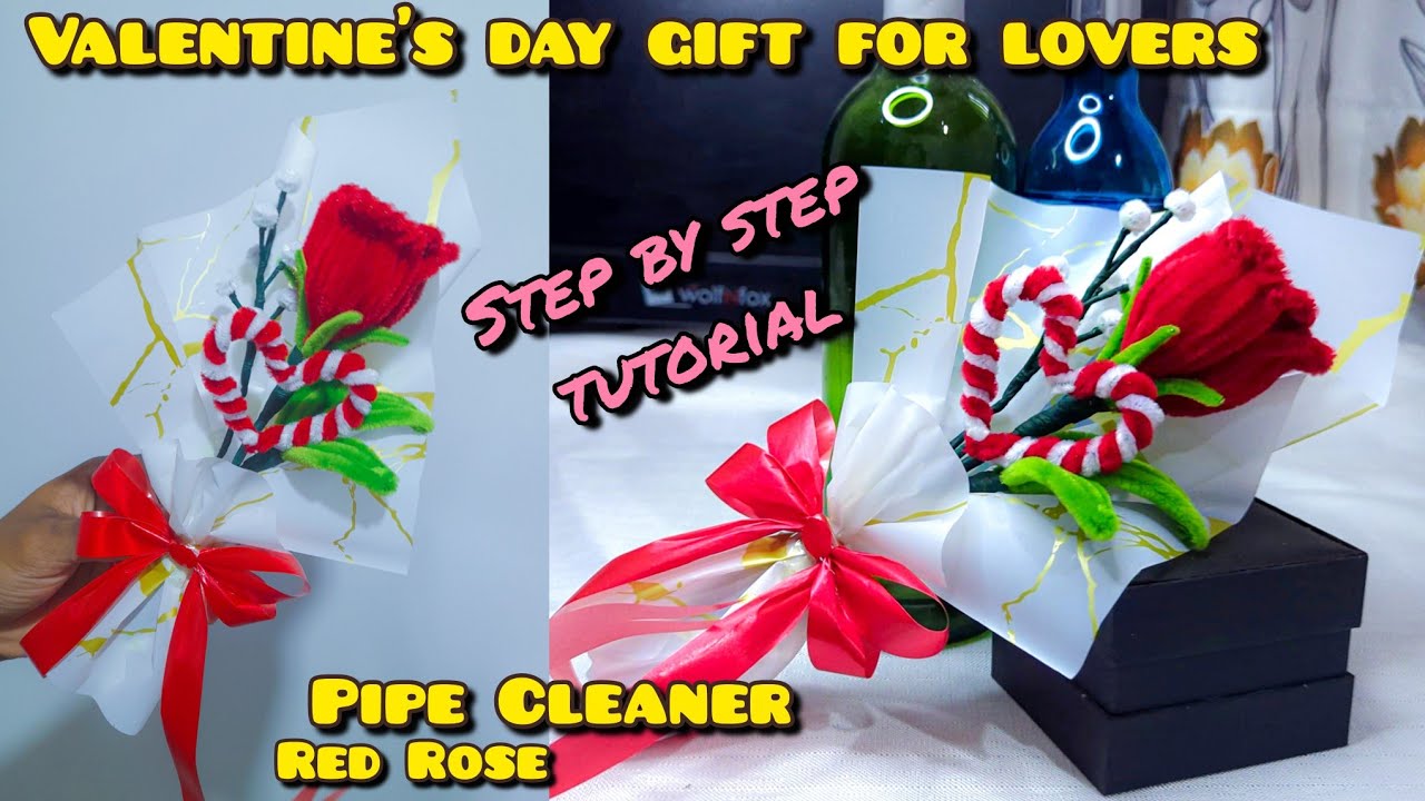 Red Rose | Pipe Cleaner Flowers | Valentine's day gift ideas for lovers 