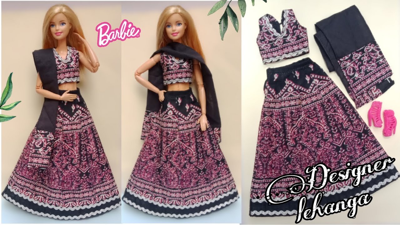 Making beautiful designer lehanga for Barbie doll doll dress making