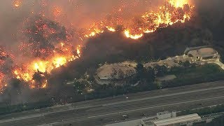 The new skirball fire is raging near 405 in los angeles and
threatening getty center museum bel air, close to ucla brentwood. has
...