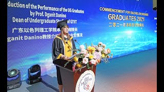 Introduction of the Performance of the UG Graduates by Prof. Dganit Danino