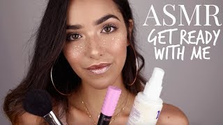 ASMR Get Ready With Me | Glitter Freckles Makeup (Cream, Lids, Tapping, Water sounds, Spray sounds) screenshot 5