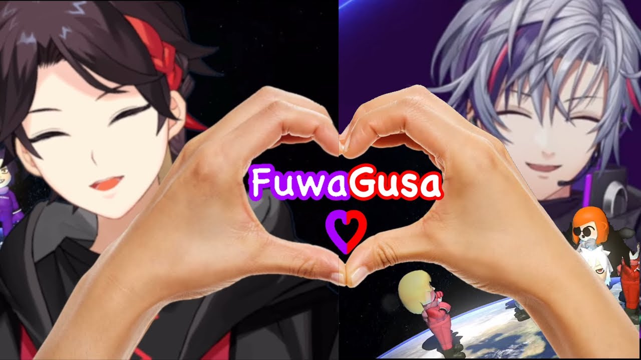 Fuwa Minato dan Saegusa Akina berpose membentuk hati
