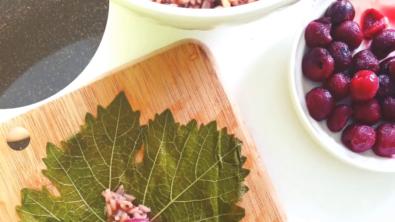 Vine Wrapped Rice Vişneli yaprak sarma | Rice wrapped in vine leaves with cherry🍒 - YouTube