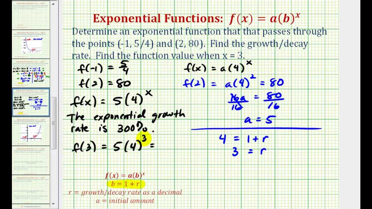 Ex: Find an Exponential Function Given Two Points - Initial Value Not Given