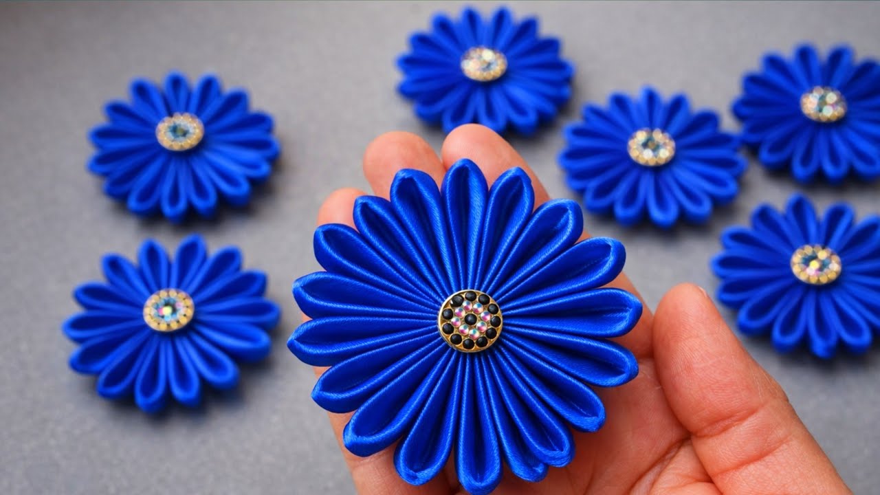 80ct Ribbon Flower DIY Beautiful Ribbon Flower Tutorial for Beginners / Very Very Easy ...