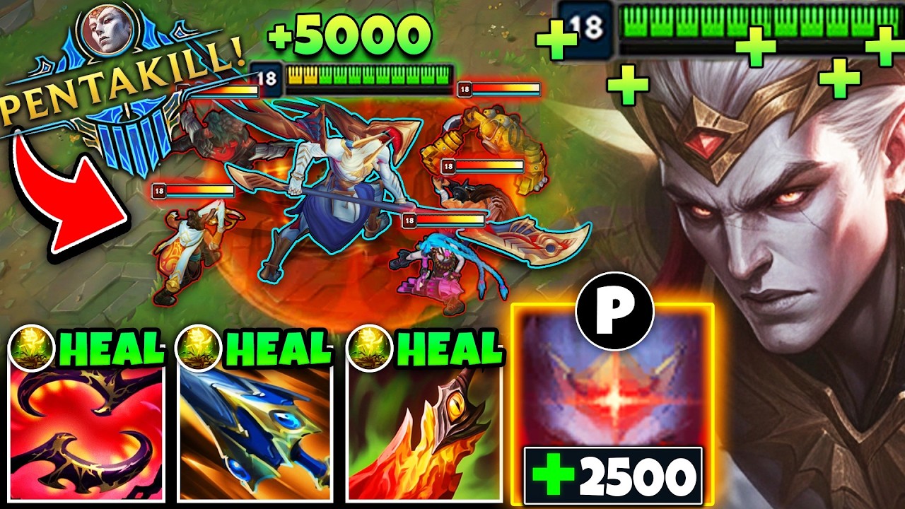 Zaahen but I can literally out-heal the entire enemy team 1v5 (200% LIFESTEAL, PENTAKILL)