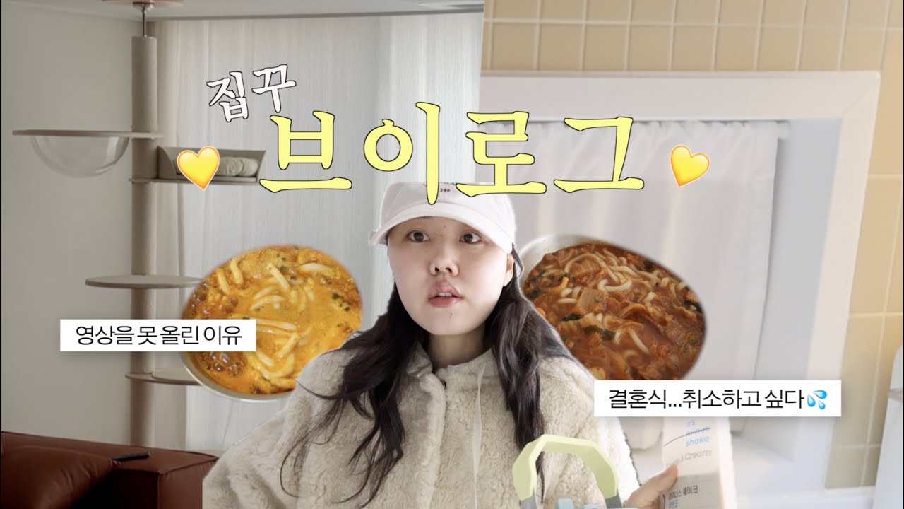 vlog 커튼달고 새가구들어옴! 김치우동에 치즈떡보끼 해먹고 고민털어놓기💬