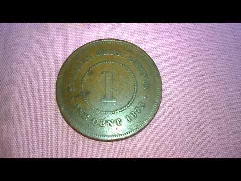 Straits settlements 1 cent coin of 1875 of British ruler queen Victoria