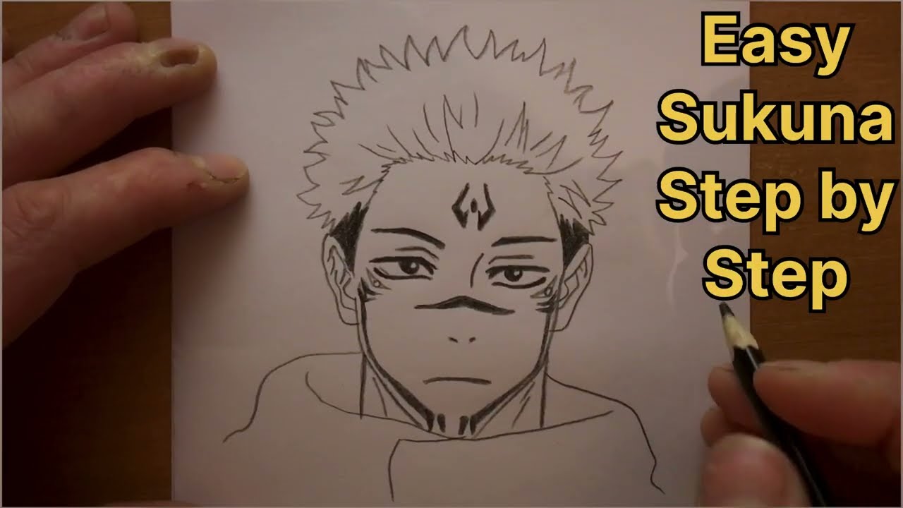How to draw Sukuna for beginners / Step by step / easy sukuna drawing / lesson for beginners