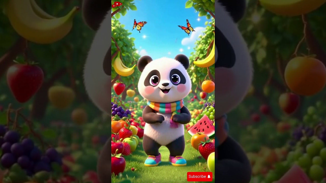 🍓 Panda Dance in Fruit Garden | Cute Panda Fun with Butterflies 🐼🦋🌈 