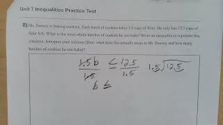 Unit 7 Practice Test Inequalities Number 8