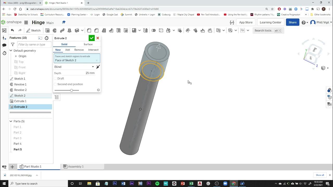 Onshape Hinge Creation, Assembly and Animation YouTube