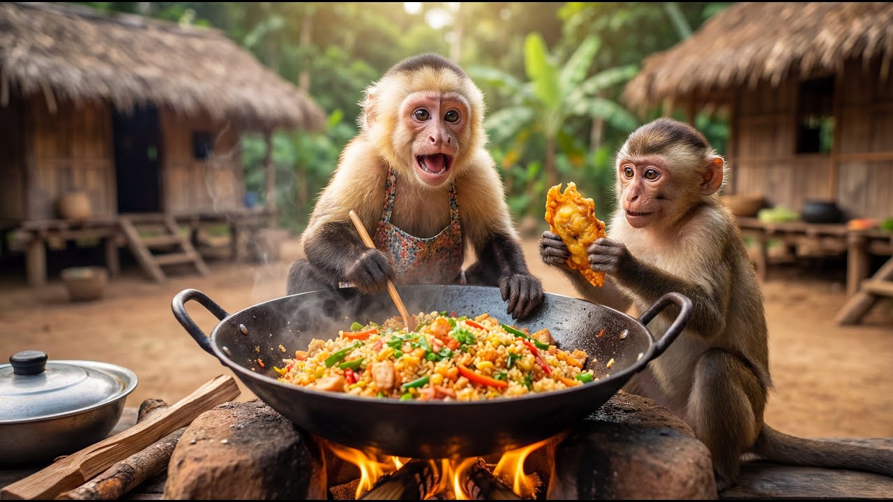 Monkey King Fried Rice Monkey Cooking Khichuri & Fried Rice! 🐒 বাদর যখন রাঁধুনী - YouTube