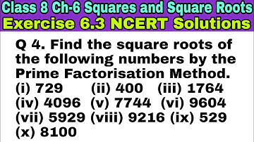 Class 8 Ex 6.3 Q 4 | Chapter 6 | Squares and Square Roots | Exercise 6.3 | Math | NCERT Solutions