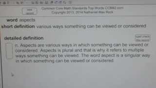 aspects Common Core Math Standards Top Words CCM42.com