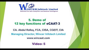 5. Walk-through and Demo of 12 Functions of eCAAT-3
