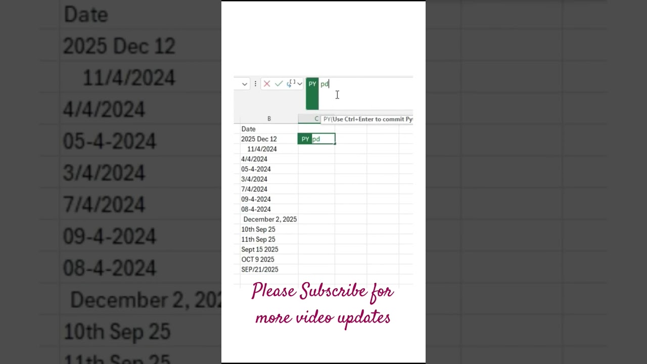 Python in excel for date format #python #excel #microsoftexcel #exceltips #microsoftoffice