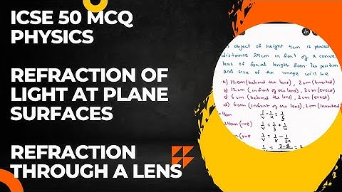 mcq on light icse class 10, refraction of light at plane surfaces , refraction through a lens , mcq