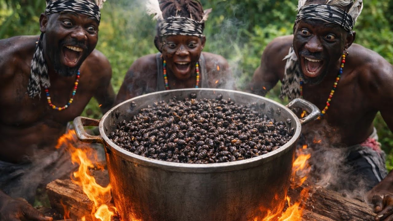 Primitive African Cooking Over Fire – No Modern Tools...@VillageCookingChannel 