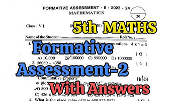 5th Class FA-2 MATHS 💯💯Full Question Paper with Answer Key🗝️(previous year) | 5th 💯Fa2 MATHS Answers