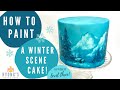 Painted Christmas Cake Tutorial/How to Paint a White Christmas Cake