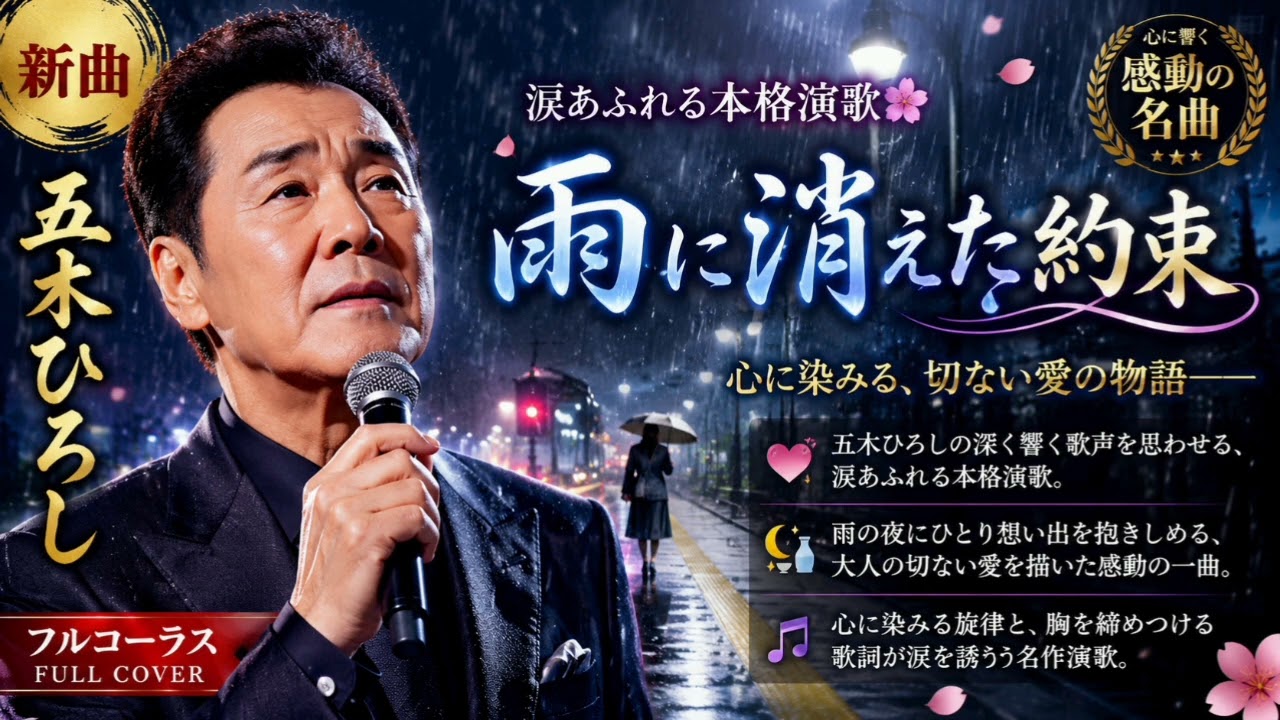 💖 五木ひろしの深く響く歌声を思わせる、涙あふれる本格演歌。🌙🍶 雨