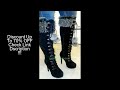 Lady Black Suede Pom-Pom Design Knee Boots Warm Platform Lace-Up Winter Dress Fur Feather Warm Gladi