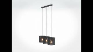 EGLO 43796 Manby Triple Drop Linear Pendant with Black Wire Mesh Diffusers