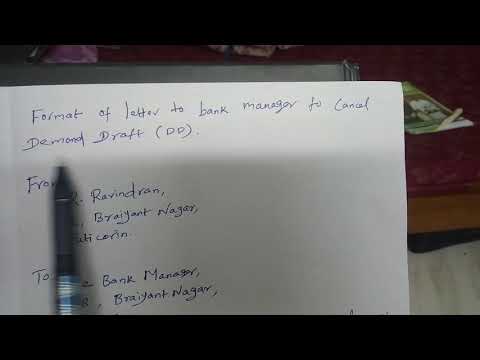 How to write DD cancellation letter to bank manager