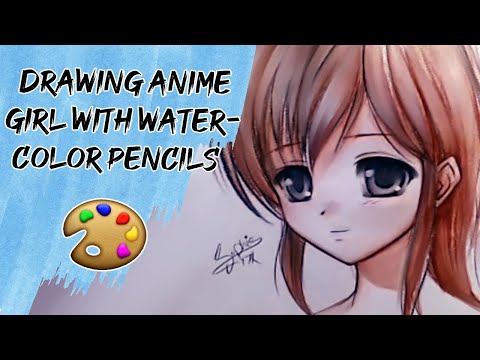  Drawing  Anime  using watercolor pencils YouTube