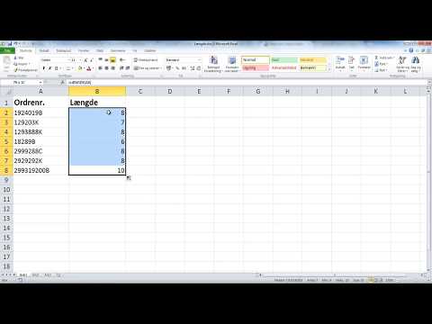 Sådan bruger du Excel-funktionen LÆNGDE (tekstfunktion)