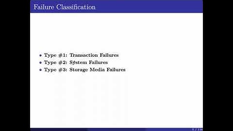 Recovery and Concurrency Control - Part I:  Failure and Recovery
