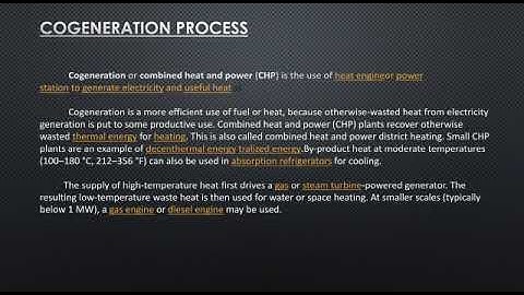 cogeneration and trigeneration process