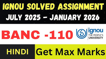 BANC 110  solved assignment 2026 ll Hindi Medium ll JUL25-JAN26