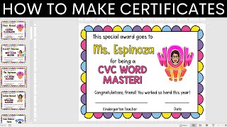 Teacher PowerPoint Tutorial: How to make your own student certificates for end-of-year awards