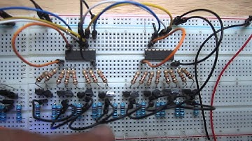 8x8x8 Blue LED Cube Part 8 - 64 LEDs on six breadboards