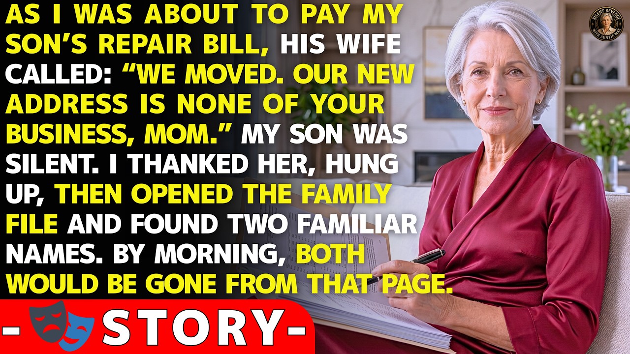 I was about to pay my son's car repair bill when my daughter-in-law called, her voice flat and rehearsed: "We moved last weekend. Our new address is none of your business." I could hear my son's...