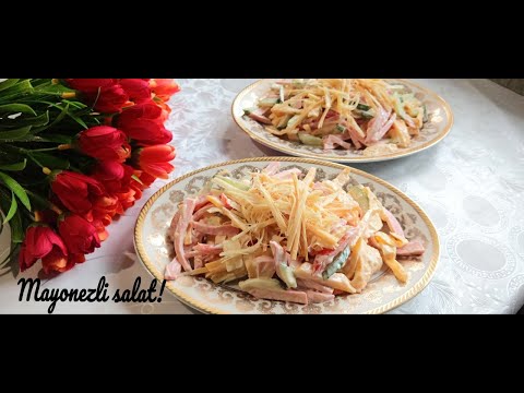 Mazzali mayonezli salat – retsepti! 🥗 Рецепт вкусного майонезного салата! #рецепты #салат #salat