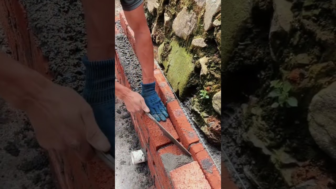 Watch the process of installing red bricks in construction #popular on YouTube Watch the process of installing red bricks in construction #popular on YouTube