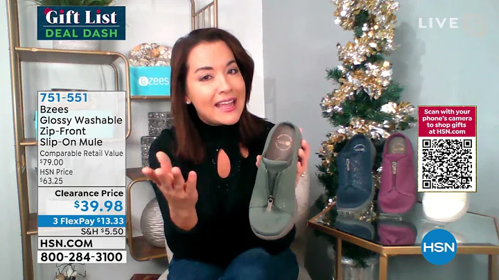 Bzees Glossy Washable Zip Front SlipOn Mule