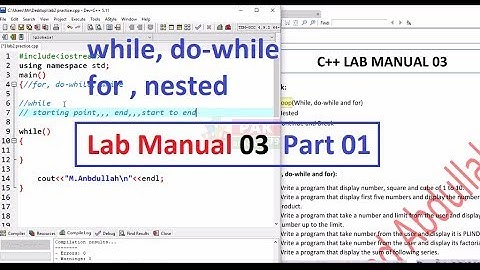 Lab Manual 03 C++ (Part 01) Loops | 2019