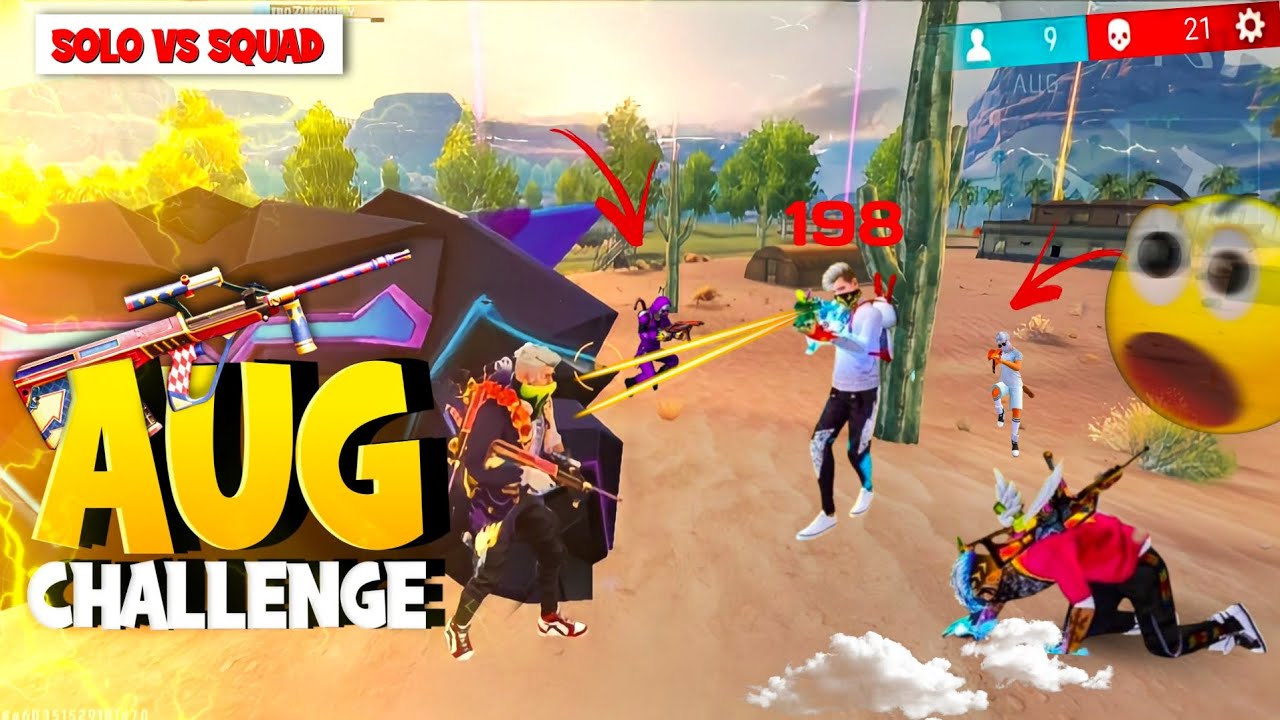 Only Aug Challenge 🔥Solo vs Squad! Free Fire Max 💣Disconsly Gaming ...