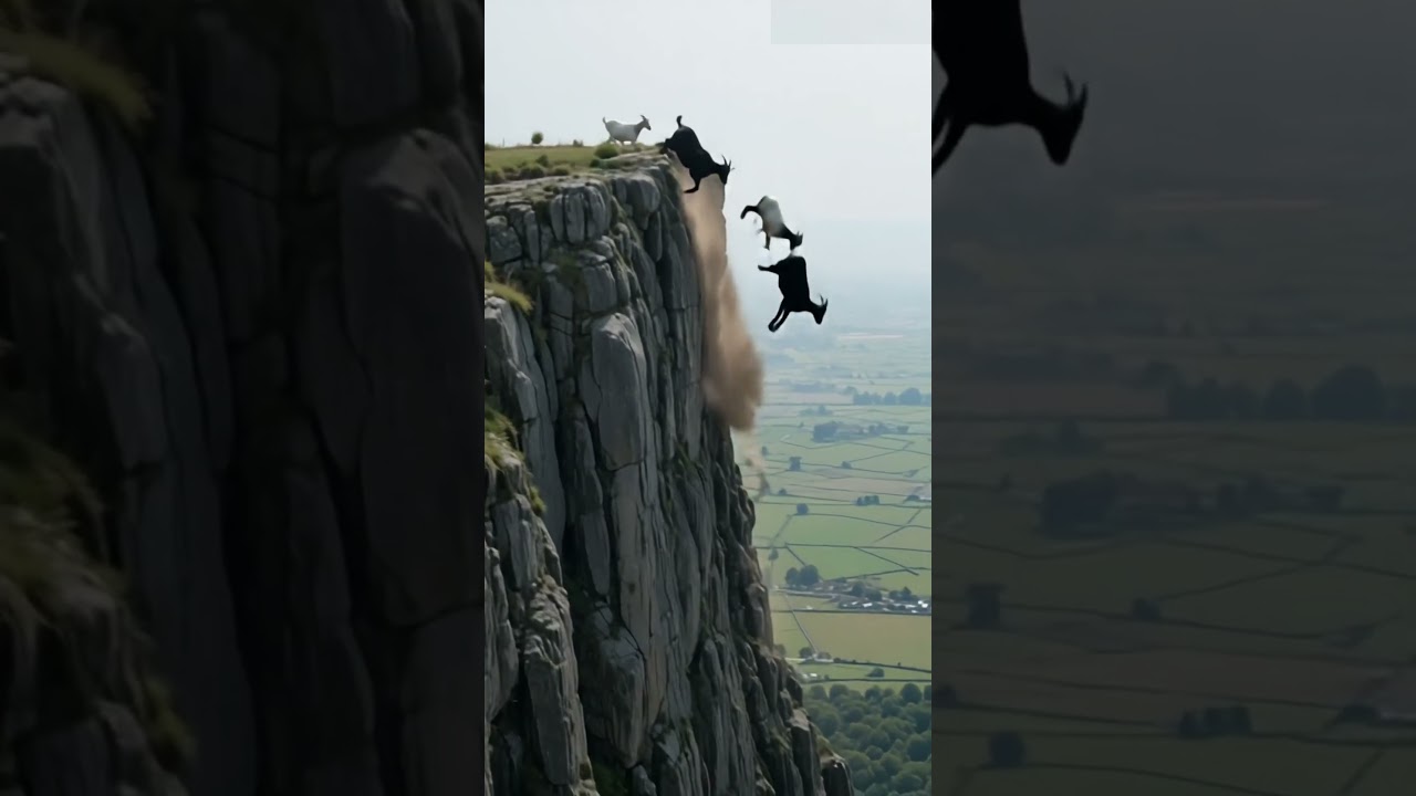 🔥🏔️ Mountain Goats Leap Off Cliff in Stunning Showdown!‼️🐏🐐 